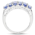 3.16 Carat Genuine Tanzanite & White Topaz .925 Sterling Silver Ring