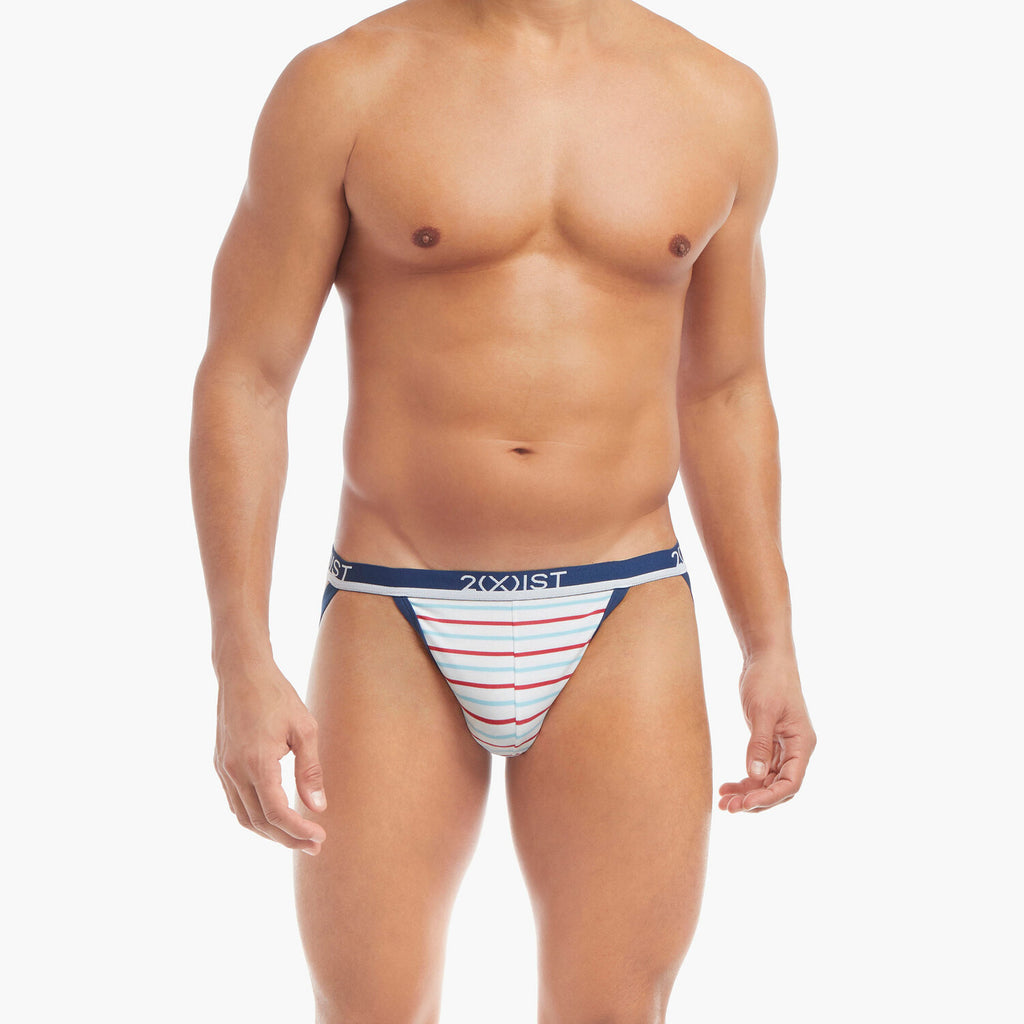 Stretch Jock Strap 4-Pack // Blue Topaz + Star Print + Rasberry Wine + Americana Pop