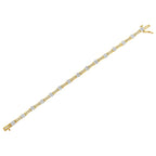 10K Yellow and White Gold 2.00 cttw Round and Baguette-Cut Diamond Link Bracelet (I-J Color, I2-I3 Clarity) - Size 7.25"