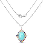 18.50 Carat Genuine Multi Stone .925 Sterling Silver Pendant