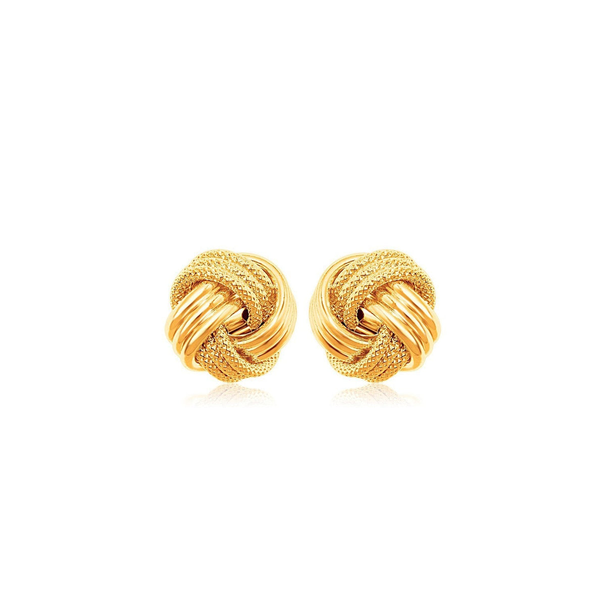 10k Yellow Gold Love Knot with Ridge Texture Earrings
