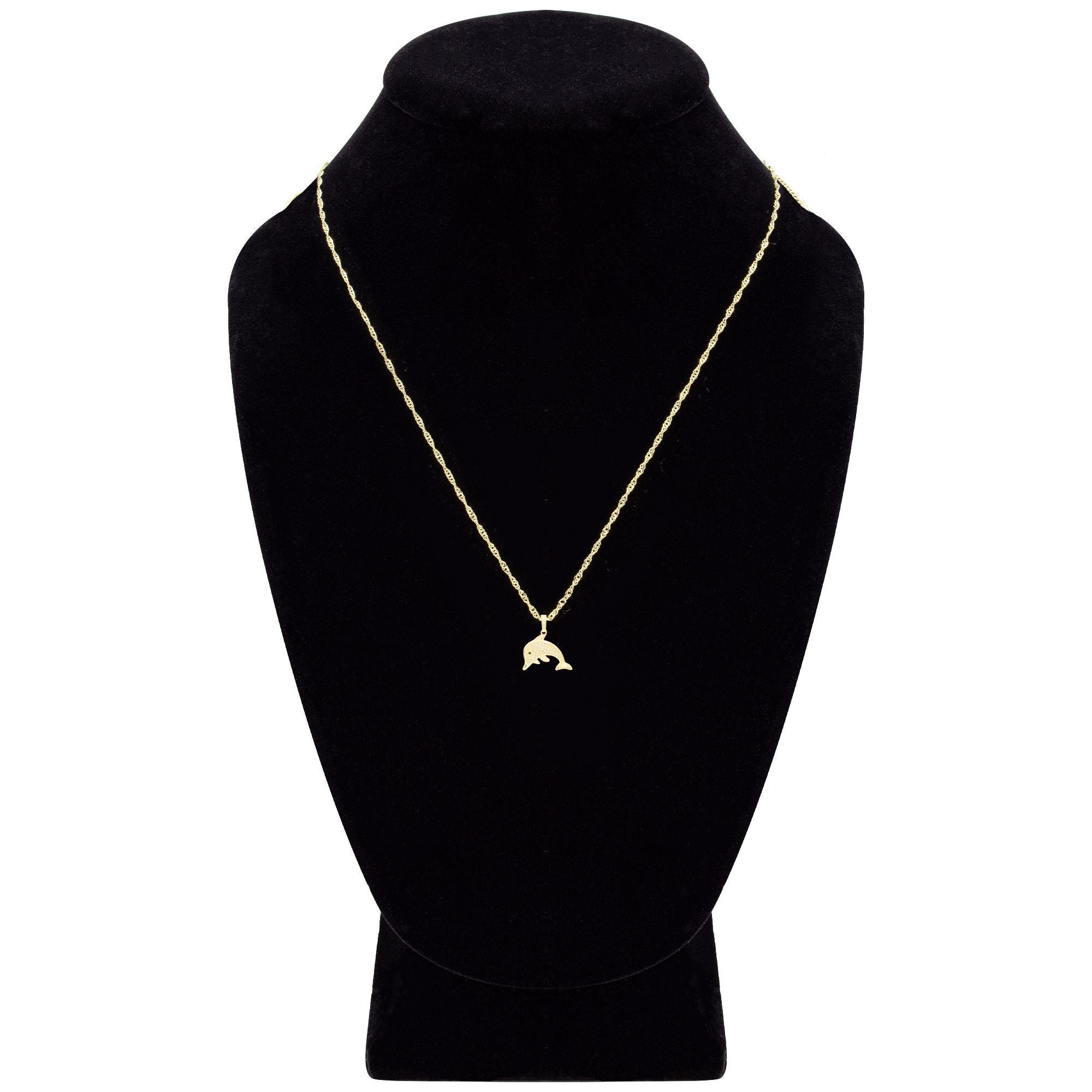 Dolphin Cubic Zirconia Pendant With Necklace Set 14K Gold Filled