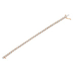 14K Rose Gold Plated .925 Sterling Silver 1/10 Cttw Diamond Round Miracle Plate and "S" Link Tennis Bracelet (I-J Color, I2- I3 Clarity) - 7"