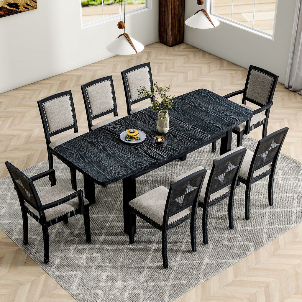 Topmax - Rustic Extendable Dining Table Set With Removable Leaf
