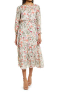 Eliza J Floral Long Sleeve Midi Dress in Pink, Size 4