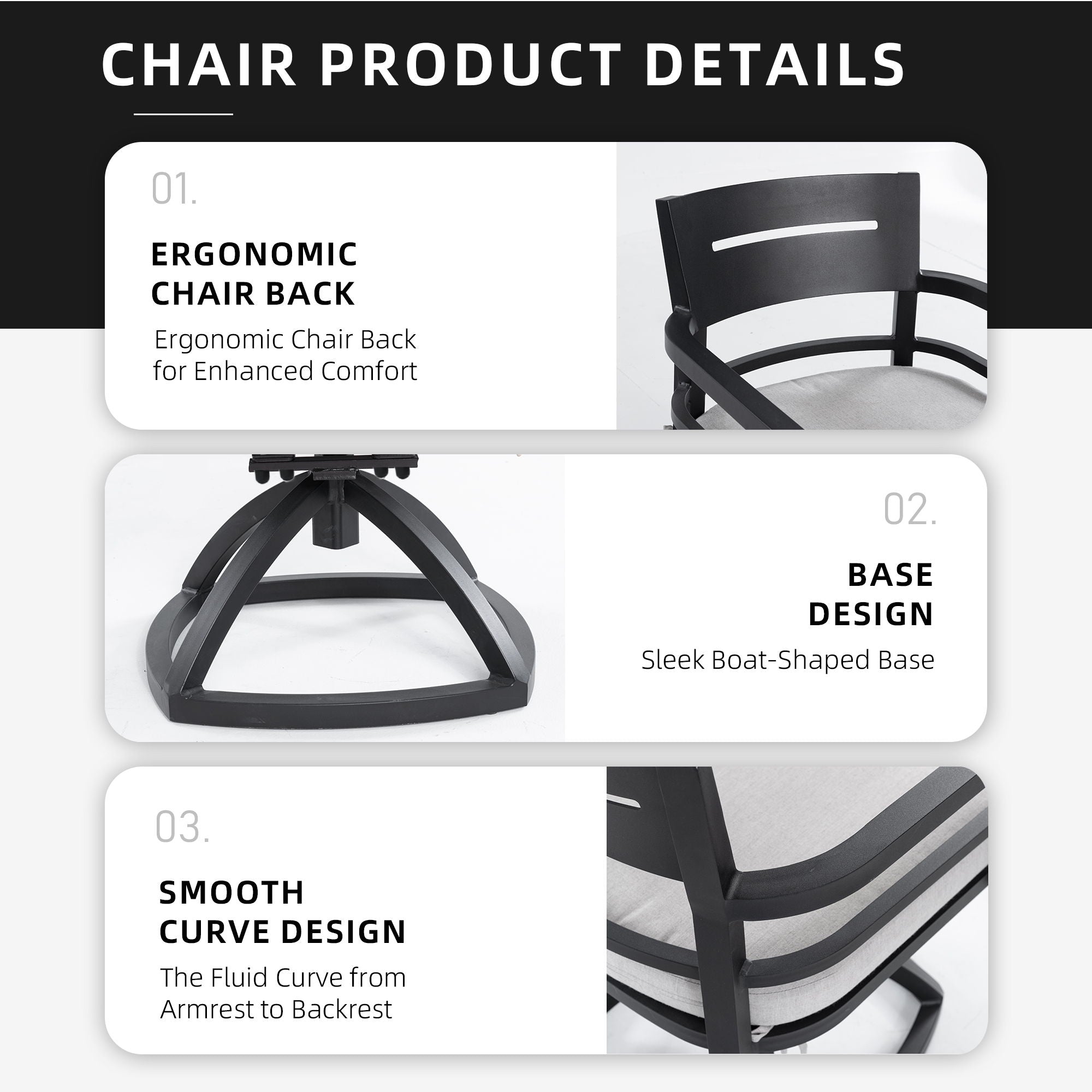 Outdoor Patio Swivel Rocker With (Set of 2) - Ember Black