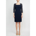SL Fashions Square Neck Short Crepe Dress - Purple