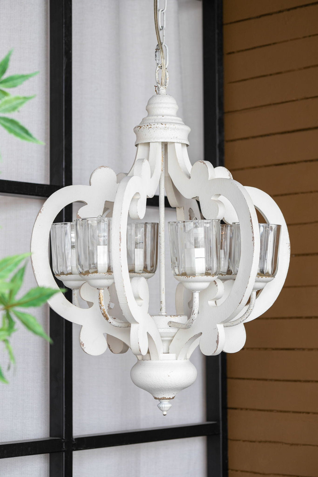 Farmhouse Chandelier, 6 Light Wood Chandelier Living Room Entryway