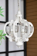 Farmhouse Chandelier, 6 Light Wood Chandelier Living Room Entryway