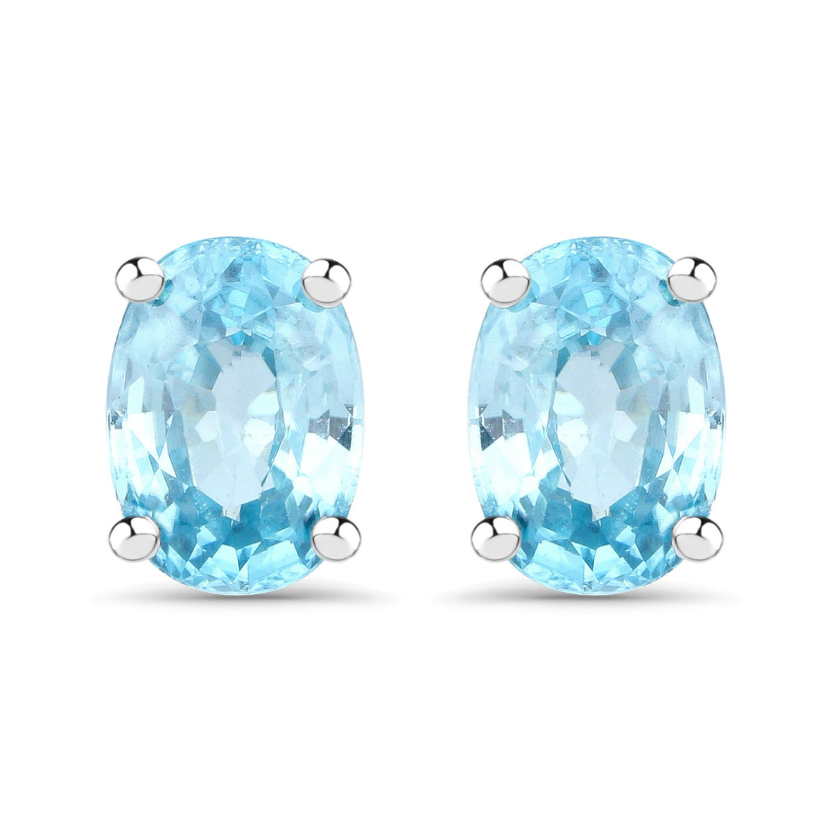 2.40 Carat Genuine Blue Zircon .925 Sterling Silver Earrings