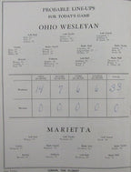 1928 Marrietta College vs. Ohio Wesleyan Football Game Program 9/29/28 130335