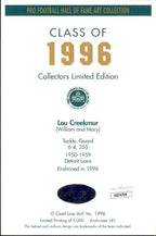 Lou Creekmur HOF Autographed Goal Line Art GLAC Postcard Detroit Lions JSA