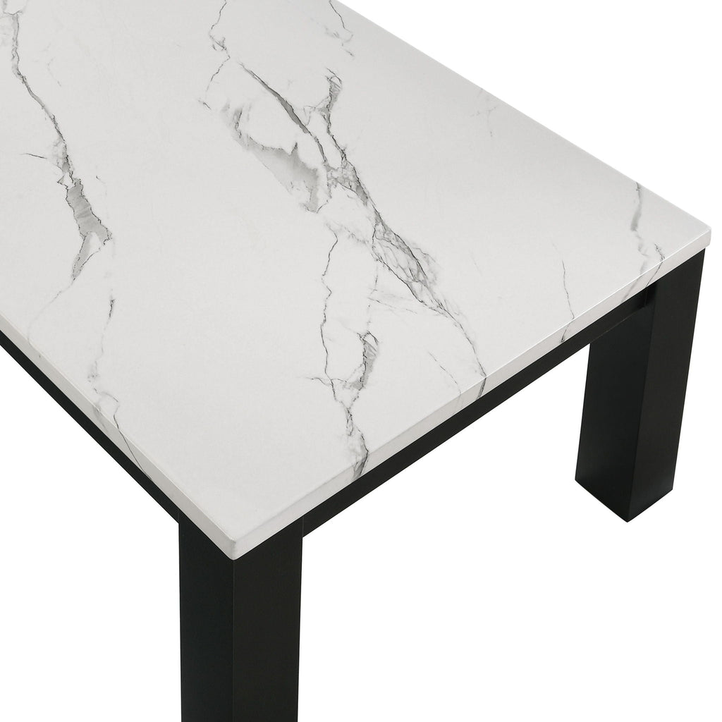 Modern 3 Piece Living Room Table Set With Faux Marble Top - Black / White