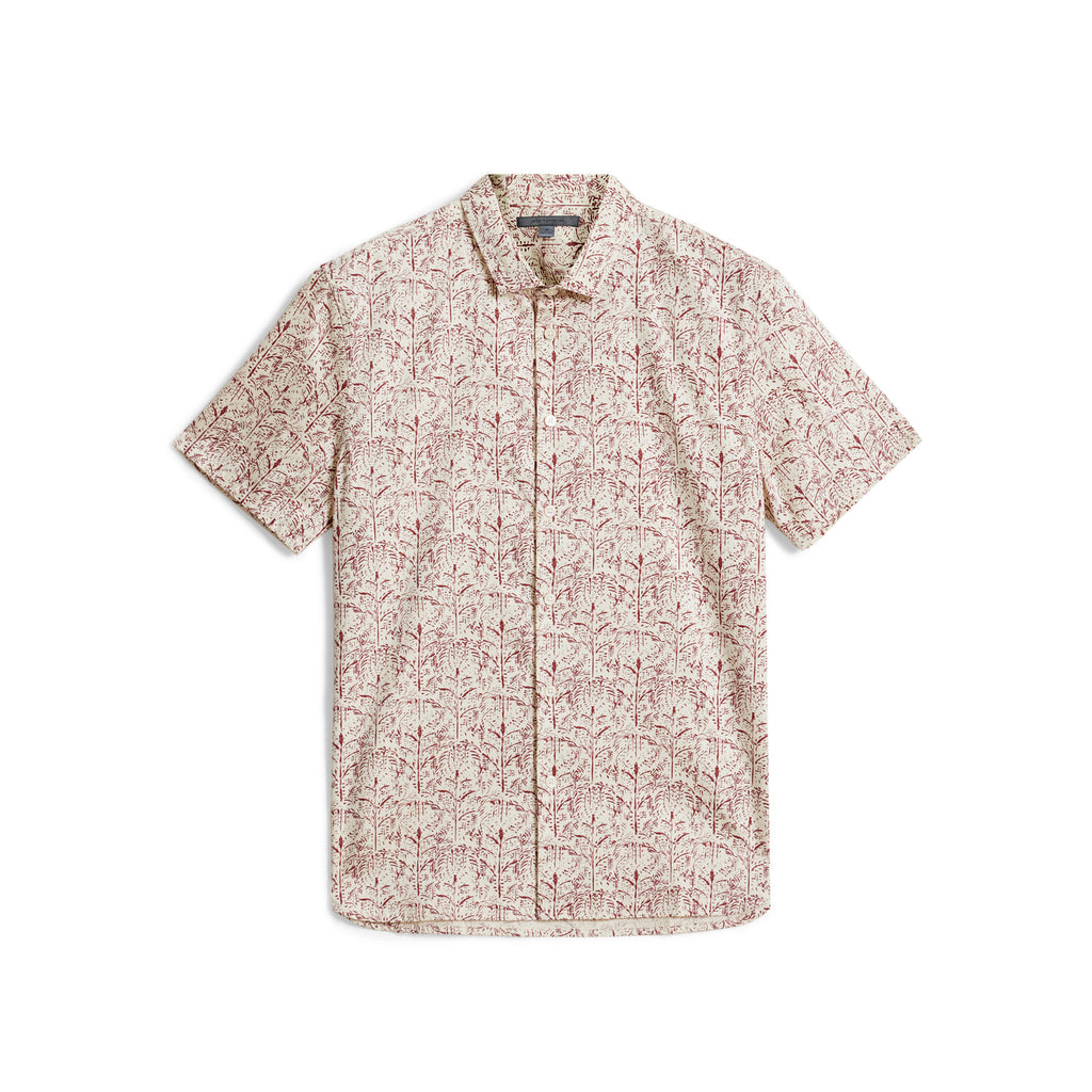 Sean // Short Sleeve Sport Shirt in Print // Cranberry