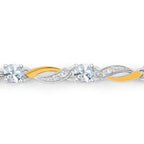 0.74 Carat Genuine Aquamarine and White Sapphire .925 Sterling Silver Bracelet