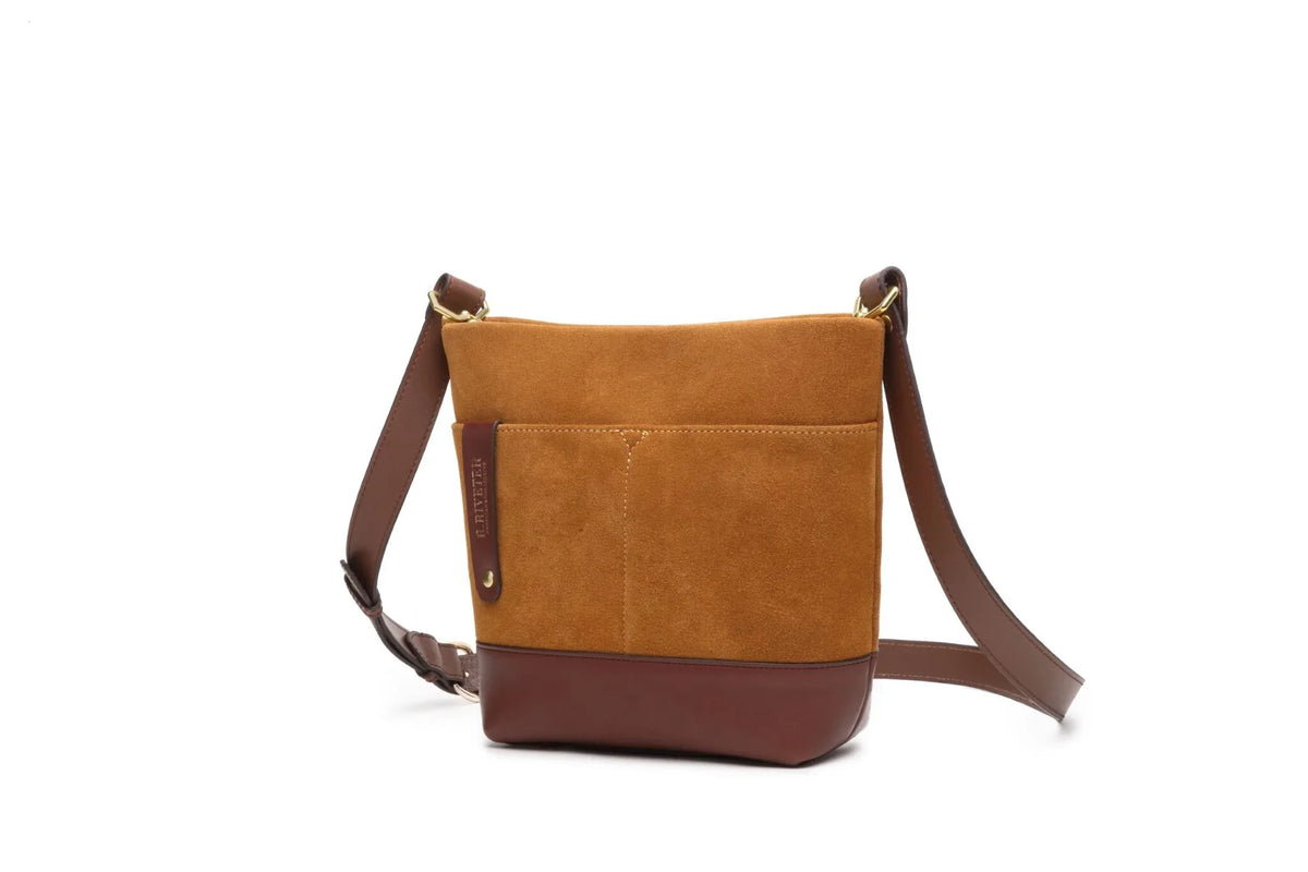 Betsy Bucket Bag | Mustard Suede + Brown Leather