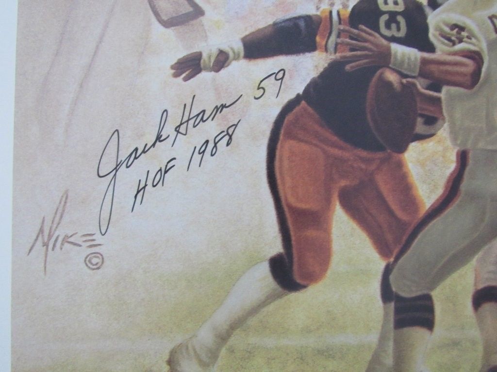 Jack Ham Signed Pittsburgh Steelers Sports Art Print  HOF 1988 JSA 129727