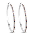 2.24 Carat Genuine Multi Sapphire .925 Sterling Silver Earrings