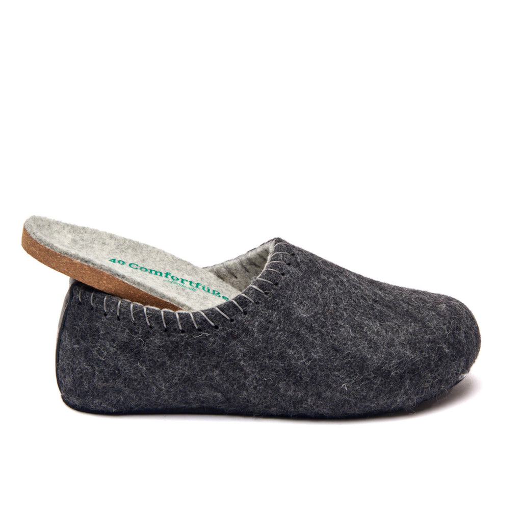 Yew Wool Slipper // Dark Grey + Gray