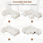 Sectional Sofa Pull-Out Sofa Bed Sleeper With A Storage Ottoman