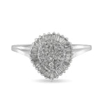 10K White Gold 1/2 Cttw Round & Baguette Cut Diamond Pear Shaped Domed PavÃ© Cluster with Halo Cocktail Ring (H-I Color, SI1-SI2 Clarity) - Size 5
