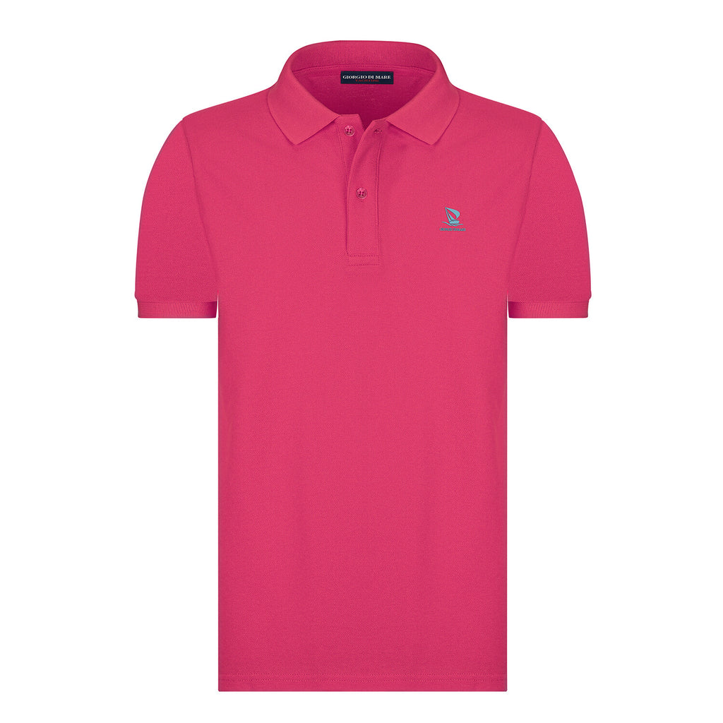 Solid Short Sleeve Polo Shirt // Magenta