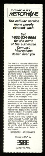 January 29, 1996 76ers vs. Vancouver Grizzlies NBA Basketball Game Ticket Stub