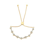 14K Yellow Gold Plated .925 Sterling Silver Diamond Accent Heart and Wave Link Bolo Bracelet (I-J Color, I2-I3 Clarity) - 6" to 9" Adjustable