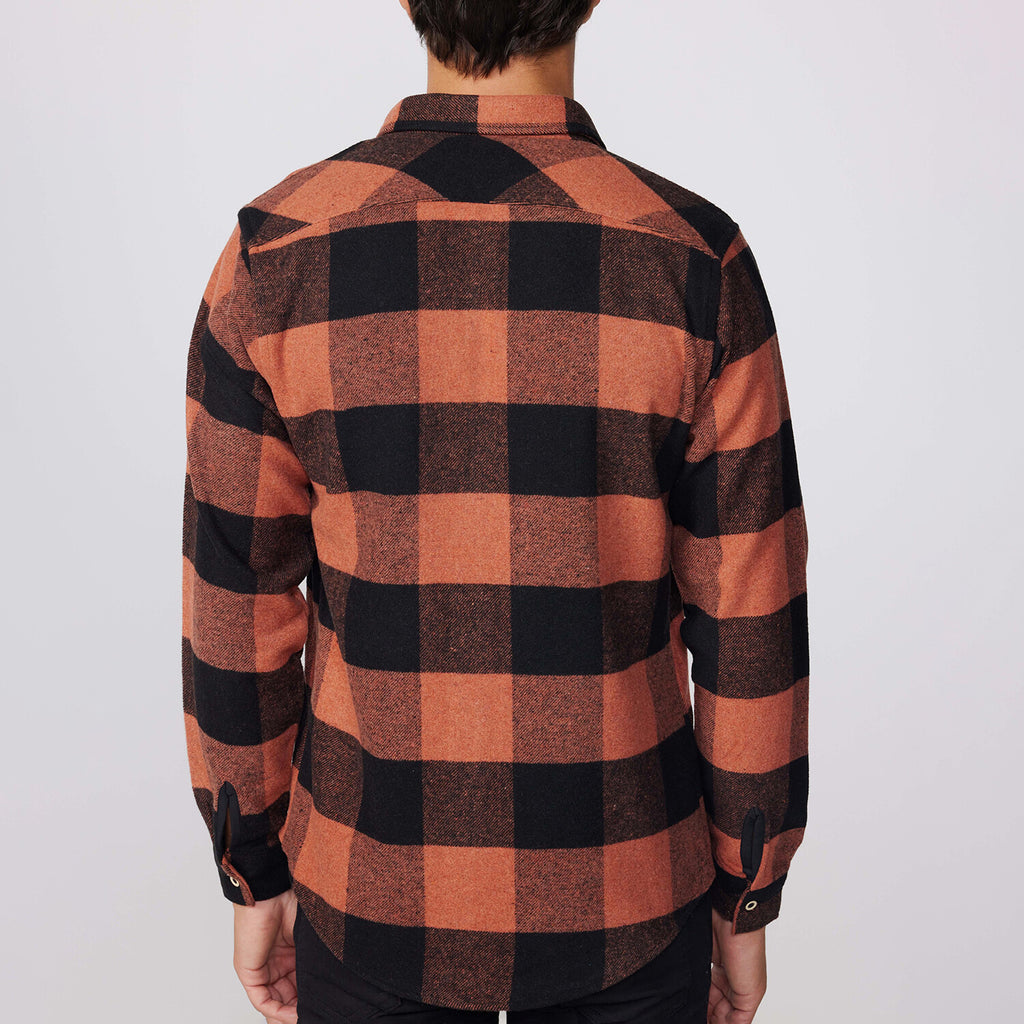 Slim Fit Flap Pocket Checkered Lumberjack Shirt // Black + Orange