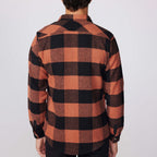 Slim Fit Flap Pocket Checkered Lumberjack Shirt // Black + Orange