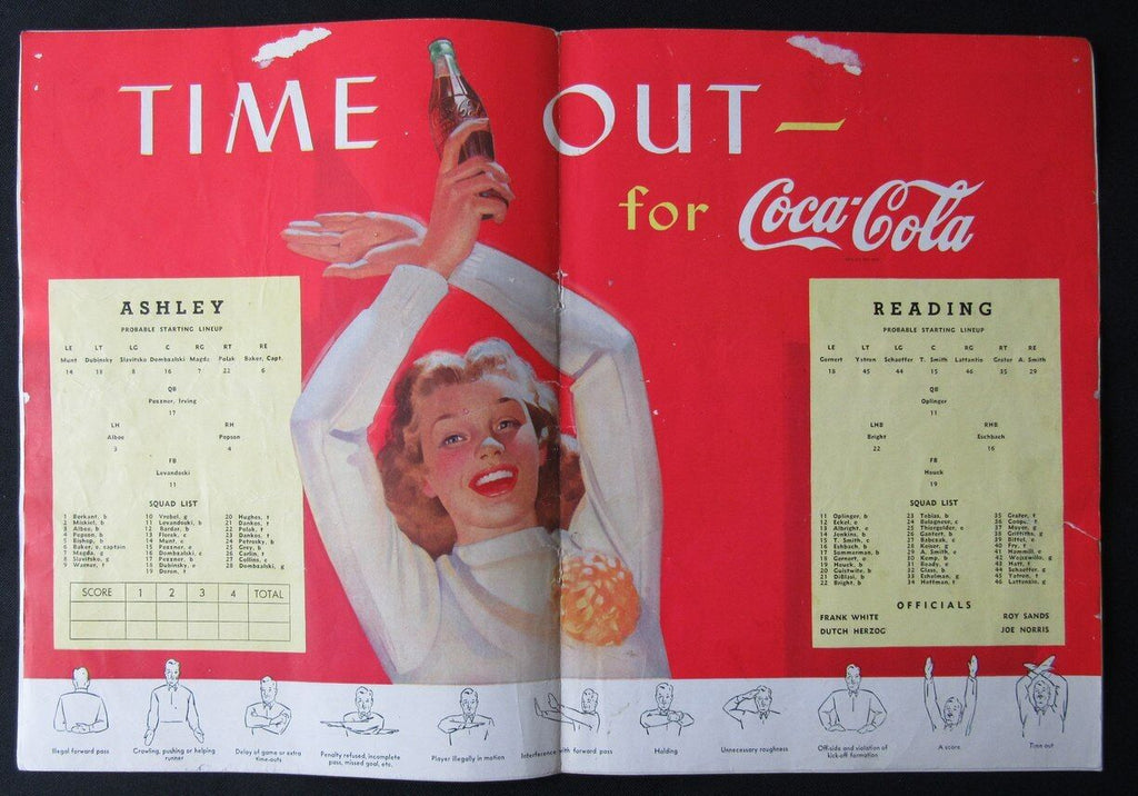 1945 Reading vs. Ashley High School Football Game Program 09/22