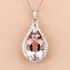 9.31 Carat Genuine Morganite and White Diamond 14K Rose Gold Pendant