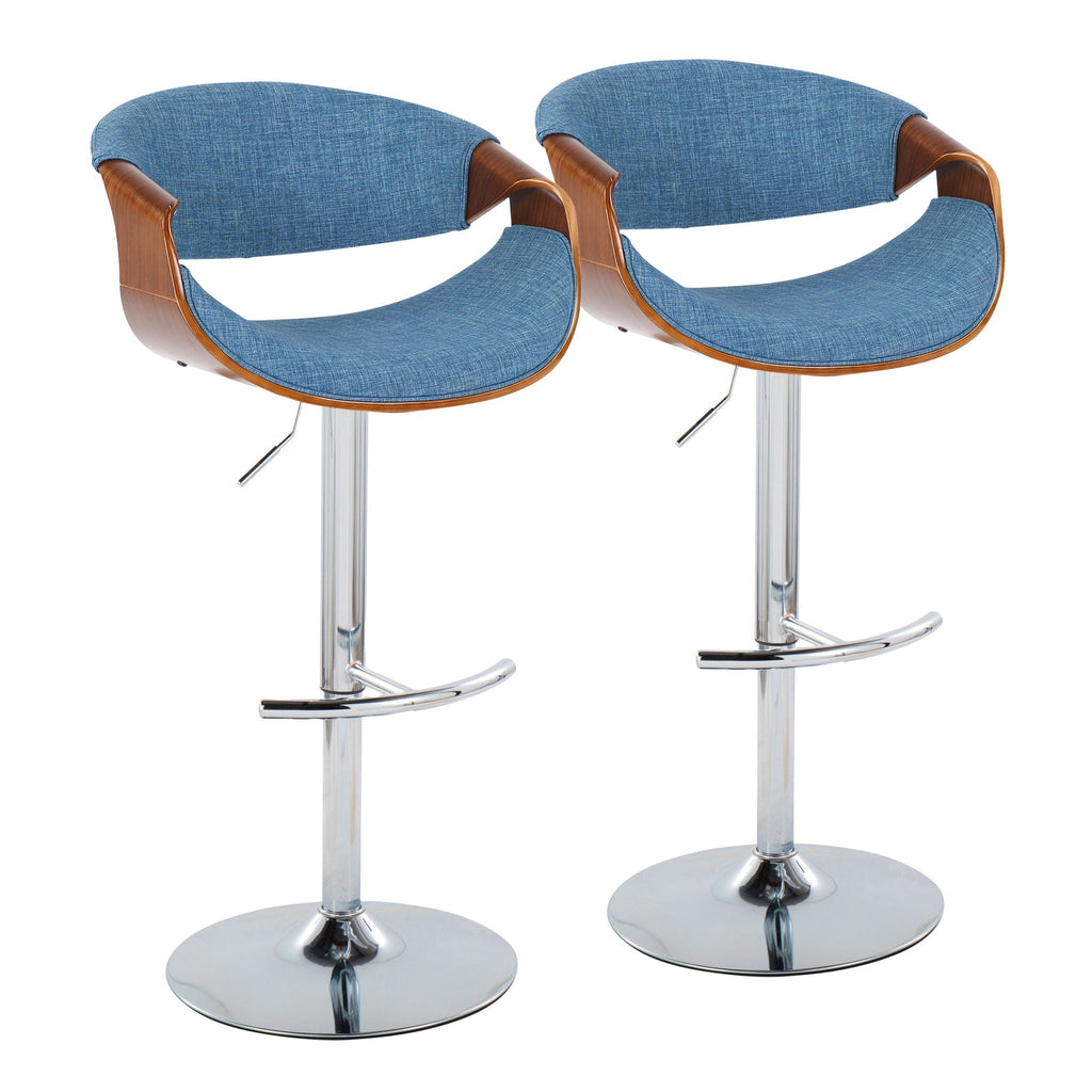 Curvo - Mid Century Modern Adjustable Barstool With Swivel (Set of 2) (2)