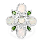 2.97 Carat Genuine Ethiopian Opal And Chrome Diopside .925 Sterling Silver Ring