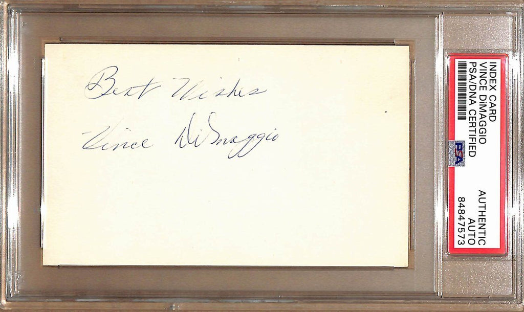 Vince DiMaggio Autographed/Insc 3x5 Index Card Pittsburgh Pirates PSA/DNA 178803