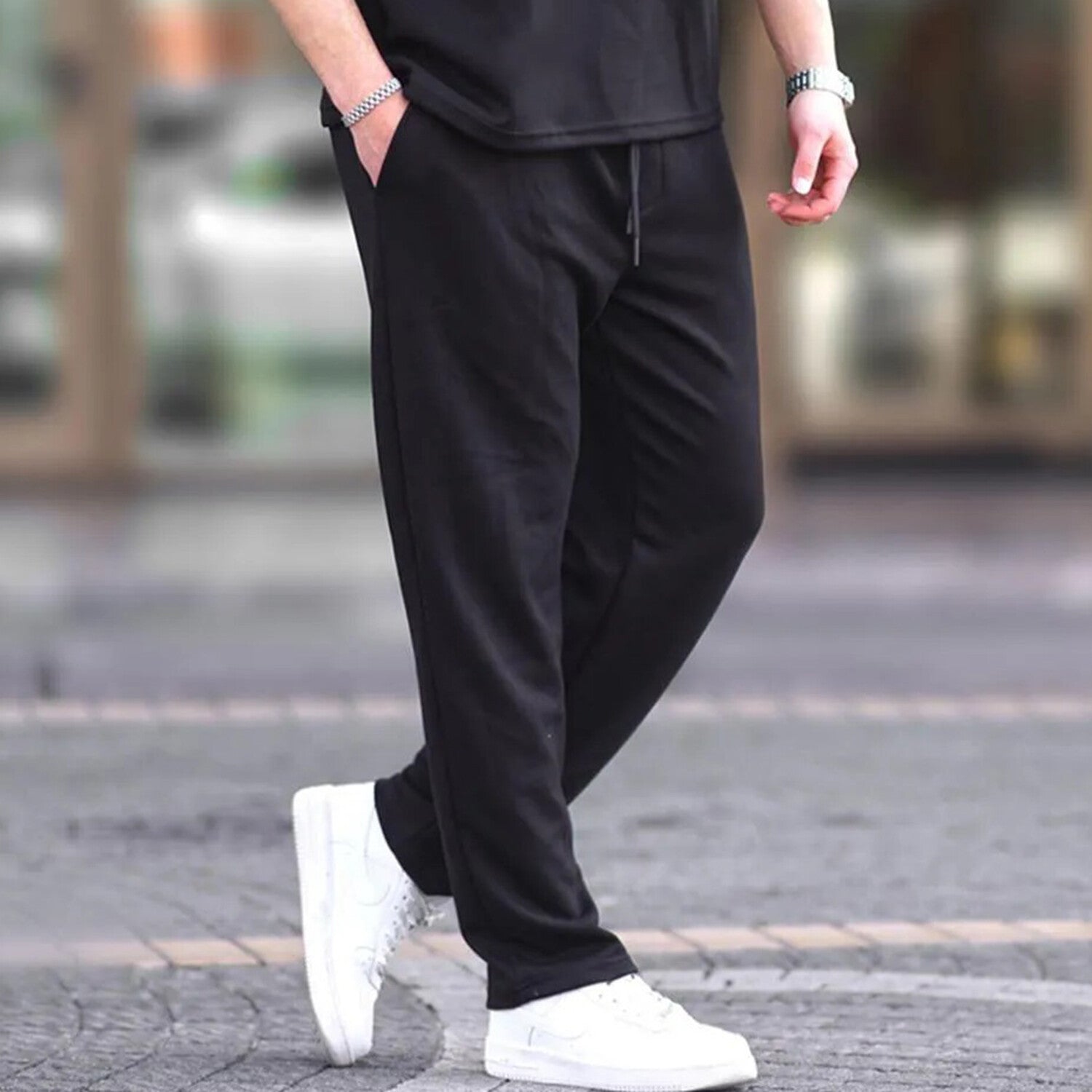 Oversize Crewneck Short Sleeve Tracksuit Set // Black