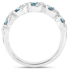 0.74 Carat Genuine London Blue Topaz and White Topaz .925 Sterling Silver Ring