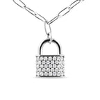 .925 Sterling Silver 1/4 Cttw Diamond Lock 18" Pendant Necklace with Paperclip Chain (H-I Color, SI2-I1 Clarity)
