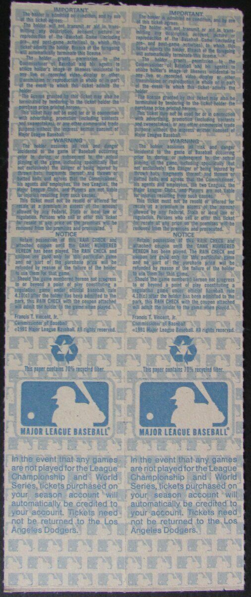 1991 Los Angeles Dodgers (2) Phantom NLCS Full Mint Tickets, Game 4/5 145447