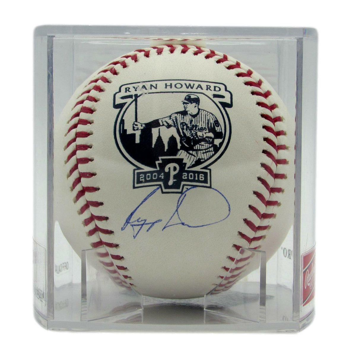 Ryan Howard Phillies Signed Commem. OML Baseball with Logo in Case JSA 165760