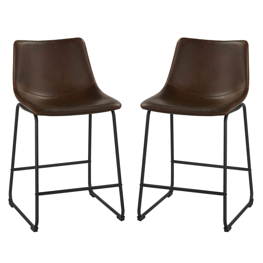 Safi Counterstool in Faux Leather Set of 2 // Coffee Brown