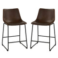 Safi Counterstool in Faux Leather Set of 2 // Coffee Brown