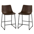 Safi Counterstool in Faux Leather Set of 2 // Coffee Brown