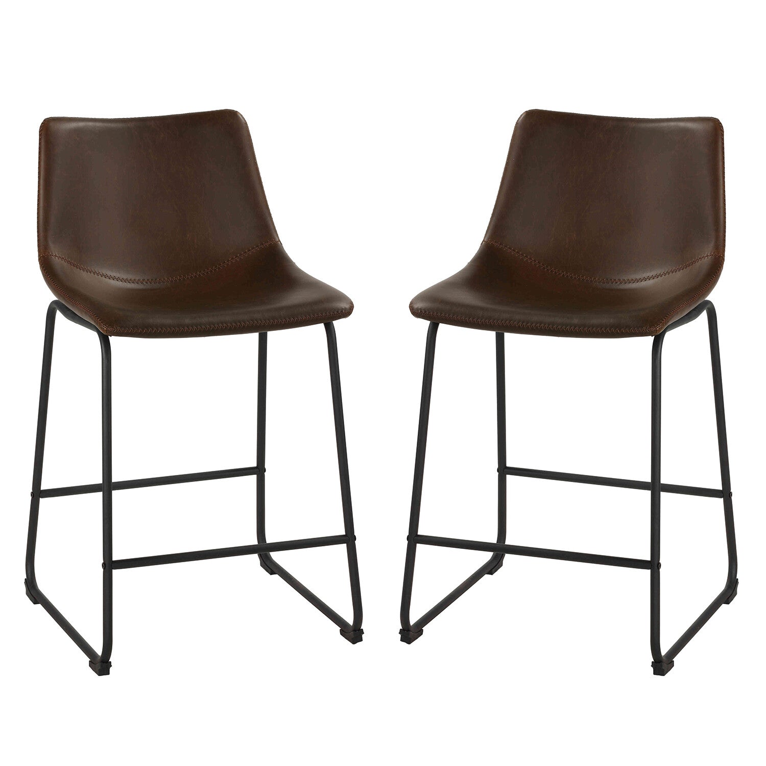 Safi Counterstool in Faux Leather Set of 2 // Coffee Brown