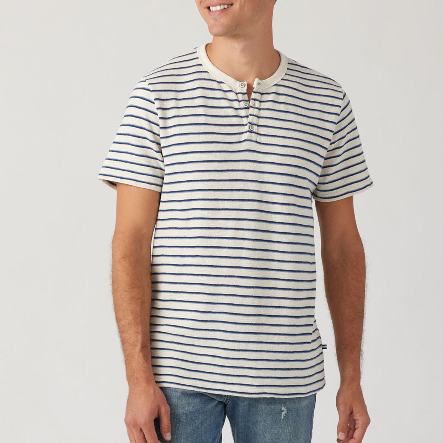 Capri Stripe Short Sleeve Henley // Natural