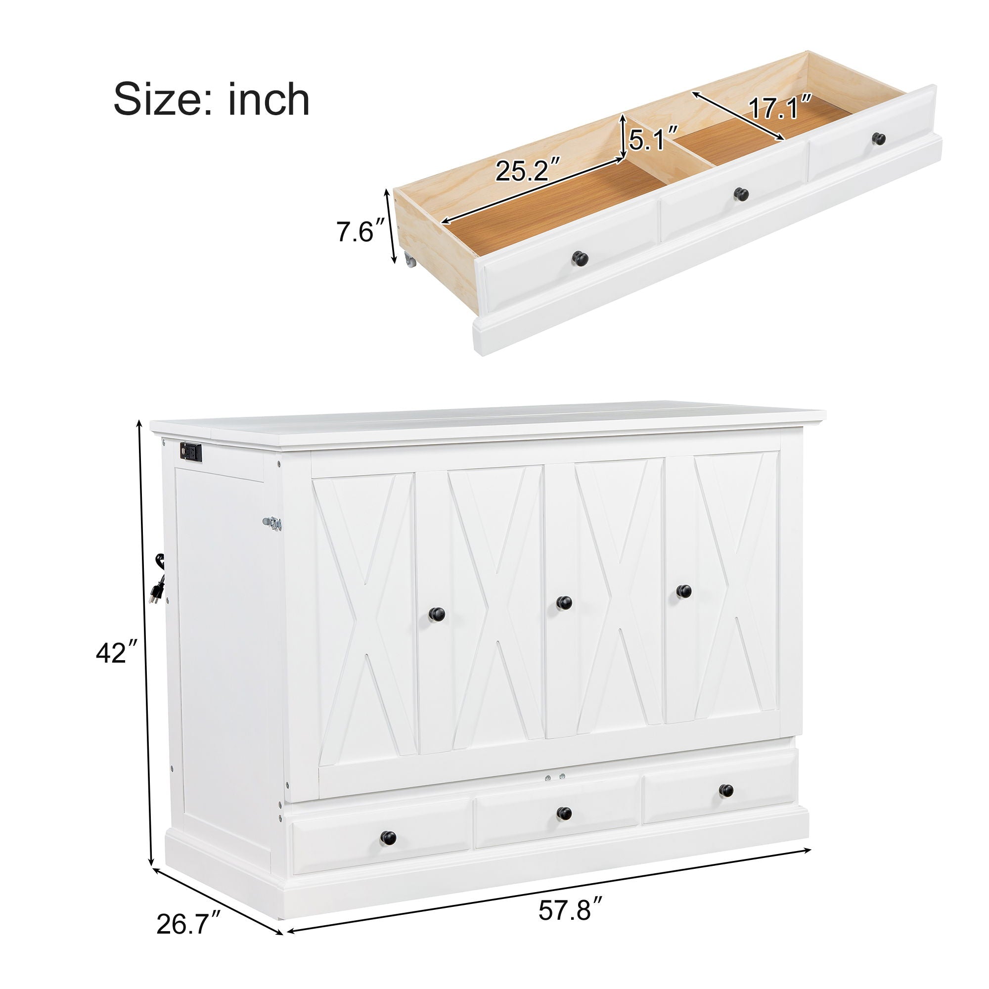 Solid Pine Murphy Bed Chest Cube Cabinet Bed