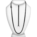 Black Cuban Link Chain Necklace 30" Bracelet 8.5" Stainless Steel Set For Men