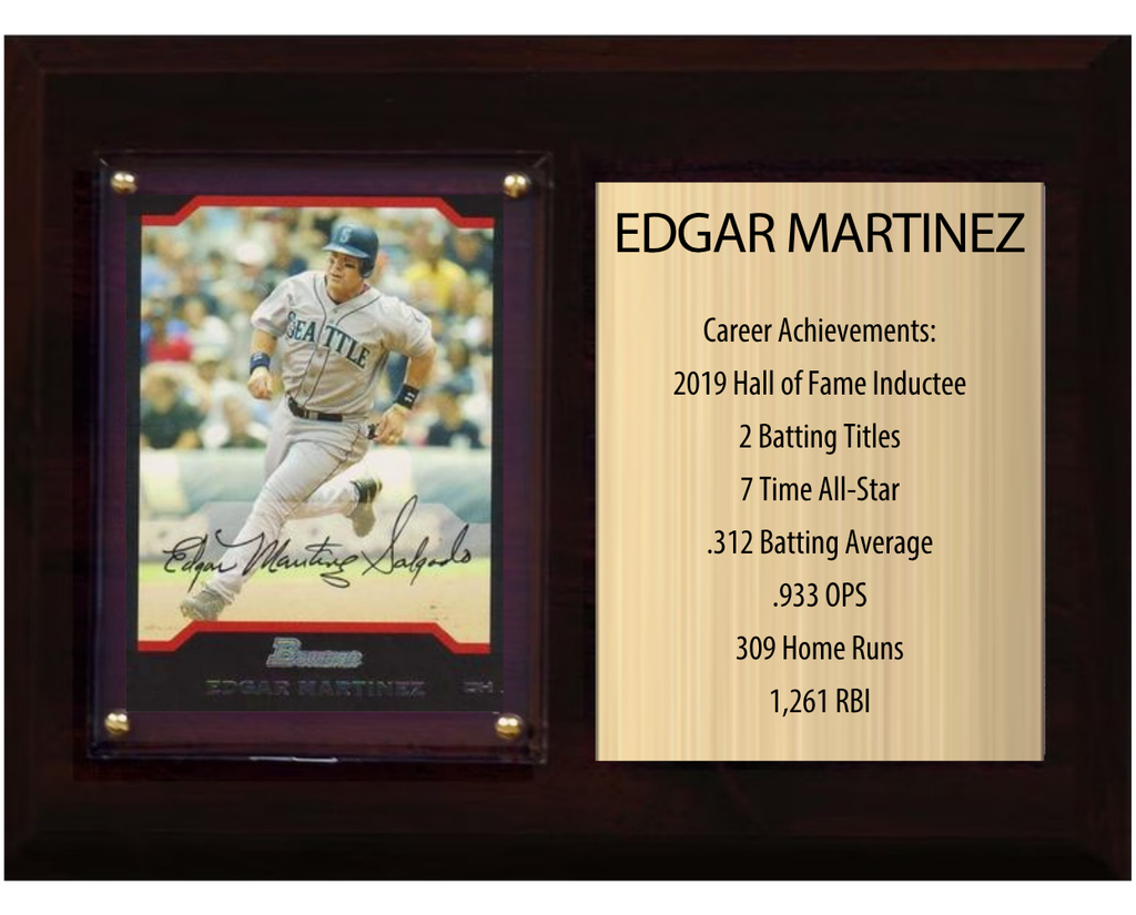Edgar Martinez Seattle Mariners Hall of Fame Stats Plaque 6x8 1 Card Topps, Bowman 2024 2025 2026