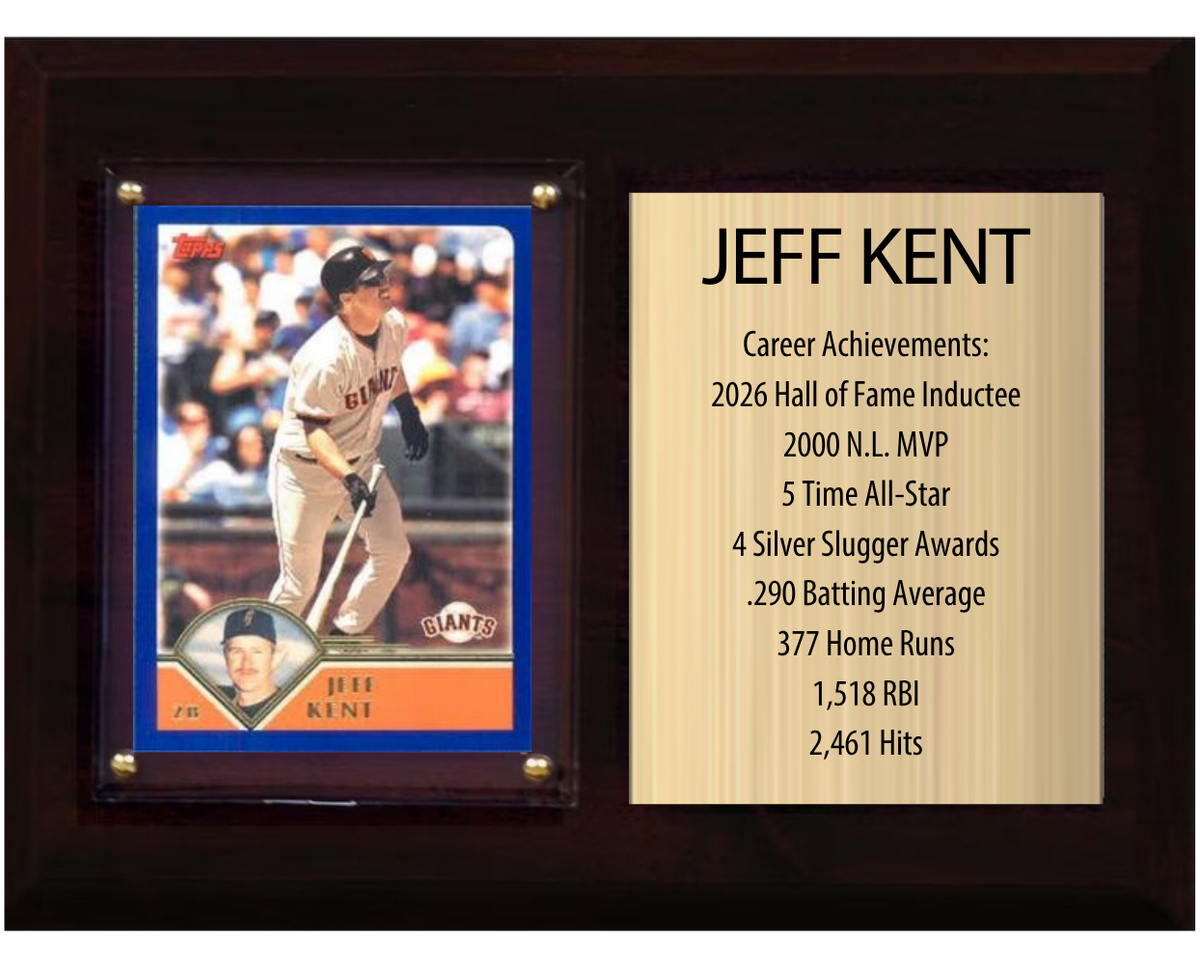 Jeff Kent San Francisco Giants Hall of Fame Stats Plaque 6x8 1 Card Topps, Bowman 2024 2025 2026
