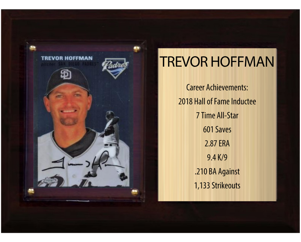 Trevor Hoffman San Diego Padres Hall of Fame Stats Plaque 6x8 1 Card Topps, Bowman 2024 2025 2026